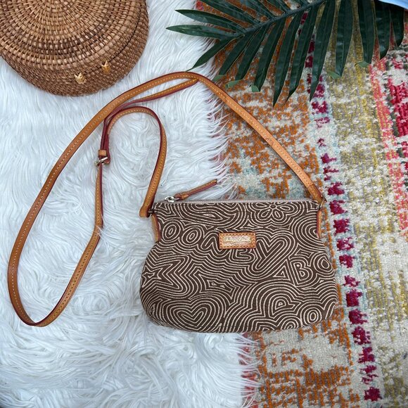 Dooney & Bourke Handbags - Vintage Y2K 2000s Dooney & Bourke Brown Tan Zipper Crossbody Mini Bag Purse